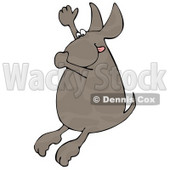 Hot Dog Plugging His Nose, Hanging His Tongue Out And Throwing His Arm Up In The Air While Diving Into Water Clipart Illustration © djart #14589