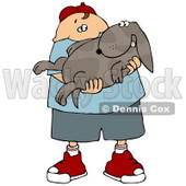Chubby Caucasian Boy Holding His Happy Dog In His Arms Clipart Illustration © djart #14592