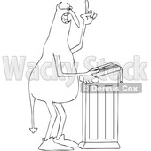 Clipart of a Black and White Chubby Devil Preaching at the Pulpit - Royalty Free Vector Illustration © djart #1459388