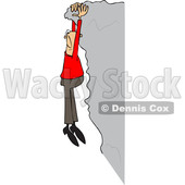 Clipart of a Man Hanging from a Cliff Edge - Royalty Free Vector Illustration © djart #1459389