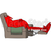 Clipart of a Chubby Red Devil Sleeping in a Recliner Chair - Royalty Free Vector Illustration © djart #1460156