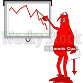 Clipart of a Red Devil Discussing a Decline in the Economy - Royalty Free Vector Illustration © djart #1460160