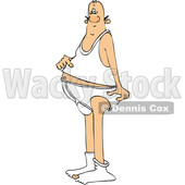 Clipart of a Chubby White Man in His Underwear, with a Hole in His Sock - Royalty Free Vector Illustration © djart #1460162