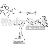 Clipart of a Black and White Chubby Devil Ice Skating - Royalty Free Vector Illustration © djart #1462275