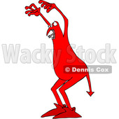 Clipart of a Chubby Red Devil in a Scary Pose - Royalty Free Vector Illustration © djart #1462467