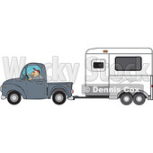 Clipart of a Man Driving a Pickup Truck and Hauling a Horse Trailer - Royalty Free Vector Illustration © djart #1462726
