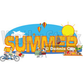 Clipart of People Doing Activities Around the Word SUMMER - Royalty Free Vector Illustration © djart #1466436