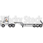 Clipart of a Trucker Backing up a Tracter to a Low Boy Trailer - Royalty Free Vector Illustration © djart #1479999