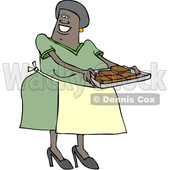 Clipart of a Happy Black Woman Holding a Sheet of Fresh Brownies - Royalty Free Vector Illustration © djart #1514850