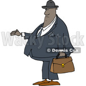 Clipart of a Cartoon Chubby Black Male Debt Collector - Royalty Free Vector Illustration © djart #1514888
