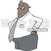 Clipart of a Cartoon Happy Chubby Black Business Man with His Hands on His Hips - Royalty Free Vector Illustration © djart #1514893