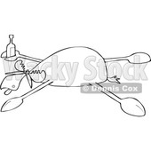 Clipart of a Cartoon Black and White Drunk Moose Spread Eagle - Royalty Free Vector Illustration © djart #1516050