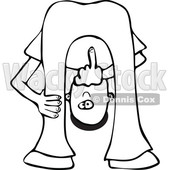 Clipart of a Cartoon Lineart Black Man Bending Over, Looking Between His Legs and Flipping the Bird Middle Finger - Royalty Free Vector Illustration © djart #1516061