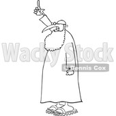 Clipart of a Cartoon Black and White Muslim Cleric Holding up a Finger - Royalty Free Vector Illustration © djart #1516062