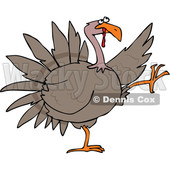 Clipart of a Cartoon Turkey Bird Doing a High Strut - Royalty Free Vector Illustration © djart #1517198