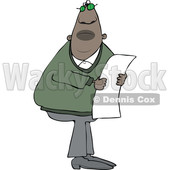 Clipart of a Black Man Reading a Paper - Royalty Free Vector Illustration © djart #1522412