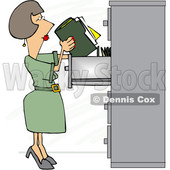 Clipart of a Cartoon Business Woman Office Clerk Filing Folders - Royalty Free Vector Illustration © djart #1524497