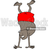 Clipart of a Cartoon Black Man Doing a Hand Stand in Boxers - Royalty Free Vector Illustration © djart #1528981