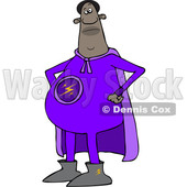 Clipart of a Cartoon Chubby Black Male Super Hero with His Hands on His Hips - Royalty Free Vector Illustration © djart #1531014