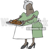 Clipart of a Black Woman Holding a Sheet of Brownies - Royalty Free Vector Illustration © djart #1531387