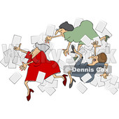 Clipart of a Group of Business Women Falling with Papers Flying Around - Royalty Free Vector Illustration © djart #1532351