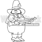 Clipart of a Black and White Sheriff Holding a Rifle - Royalty Free Vector Illustration © djart #1532998