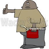 Clipart of a Black Man Holding a Gas Can and Hitchhiking - Royalty Free Vector Illustration © djart #1533005
