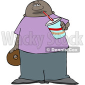 Clipart of a Black Man Sipping a Fountain Soda and Holding a Donut - Royalty Free Vector Illustration © djart #1533006