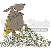Clipart of a Super Hero Dog Standing on a Pile of Bones - Royalty Free Vector Illustration © djart #1540337