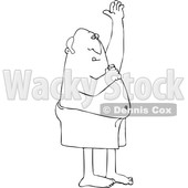 Clipart of a Lineart Man Applying Deodorant After a Shower - Royalty Free Vector Illustration © djart #1544732