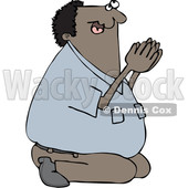 Clipart of a Black Man Kneeling and Praying - Royalty Free Vector Illustration © djart #1544735