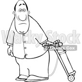 Clipart of a Lineart Cartoon Black Man on Oxygen Therapy - Royalty Free Vector Illustration © djart #1551075