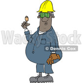 Clipart of a Cartoon Black Male Worker with a Bandaged Finger - Royalty Free Vector Illustration © djart #1551684