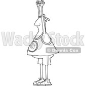 Clipart of a Cartoon Lineart Black Man Holding up His Hands - Royalty Free Vector Illustration © djart #1552201