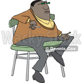 Clipart of a Cartoon Casual Chubby Black Man Smoking and Sitting on a Stool - Royalty Free Vector Illustration © djart #1552559