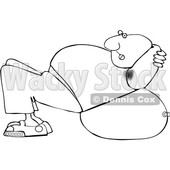 Clipart of a Cartoon Lineart Black Man Exercising on a Ball - Royalty Free Vector Illustration © djart #1559968