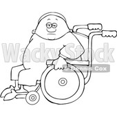 Clipart of a Cartoon Lineart Black Man in a Wheelchair - Royalty Free Vector Illustration © djart #1562916