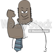 Clipart of a Strong Black Man Flexing His Big Arm Muscles and Flashing a Tough Face - Royalty Free Vector Illustration © djart #1562980