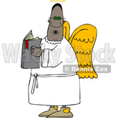 Clipart of a Black Male Angel Holding a Book - Royalty Free Vector Illustration © djart #1567302