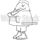 Clipart of a Cartoon Lineart Black Boy Eating a Popsicle - Royalty Free Vector Illustration © djart #1568343