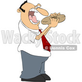 Clipart of a Cartoon Man About to Shove a Bagel in His Mouth - Royalty Free Vector Illustration © djart #1568347