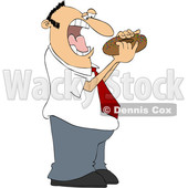 Clipart of a Cartoon Man About to Shove a Donut in His Mouth - Royalty Free Vector Illustration © djart #1568348