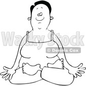 Clipart of a Lineart Relaxed Black Woman Meditating or Doing Yoga - Royalty Free Vector Illustration © djart #1573586
