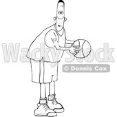 Clipart of a Cartoon Lineart Black Male Basketball Player - Royalty Free Vector Illustration © djart #1596359