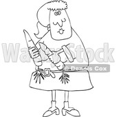 Clipart of a Cartoon Lineart Woman Holding Carrots - Royalty Free Vector Illustration © djart #1601267