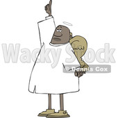 Clipart of a Cartoon Black Male Angel Pointing up - Royalty Free Vector Illustration © djart #1602453