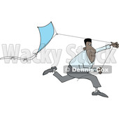 Clipart of a Black Man Running with a Kite - Royalty Free Vector Illustration © djart #1604530