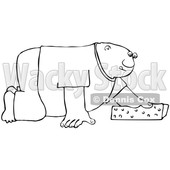 Clipart of a Cartoon Lineart Black Man Cleaning the Floor with a Sponge - Royalty Free Vector Illustration © djart #1606278