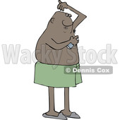 Clipart of a Cartoon Black Man Applying Deodorant Spray - Royalty Free Vector Illustration © djart #1606302