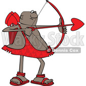 Clipart of a Cartoon Black Male Cupid Shooting an Arrow - Royalty Free Vector Illustration © djart #1606303